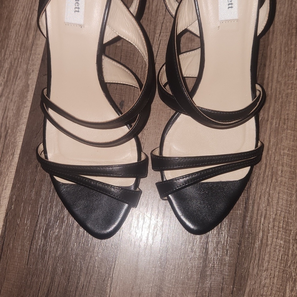LK Bennett Addie Black Single Sole Mid Heel Sandal Size 38 - Picture 2 of 8